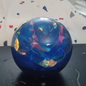 Handmade Blue Flower Decor Globe Table Top Paper Weight